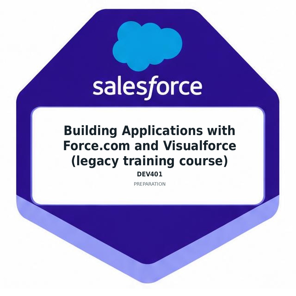 Building Applications with Force.com and Visualforce (legacy training course) (DEV401) preparation badge
